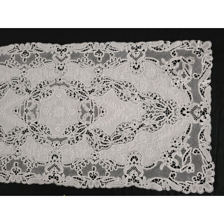 Museale set 3 centrini puro lino con ricamo a mano cantù N1 34x72cm + N2 24x33cm