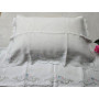 Lenzuolo ricamato a mano in puro lino Bellora 235x265 cm fondo bianco ghiaccio