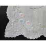 Lenzuolo ricamato a mano in puro lino Bellora 235x265 cm fondo bianco ghiaccio
