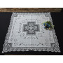Elegante Centro Tavola ricamato a mano ricamo filet ed intaglio su puro lino 90x90 cm