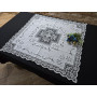Elegante Centro Tavola ricamato a mano ricamo filet ed intaglio su puro lino 90x90 cm