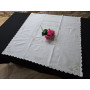 Centro Tavola ricamato a mano ricamo punto vapore roselin su misto lino 90x90 cm