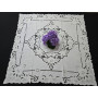 Elegante Centro Tavola ricamato a mano ricamo intaglio su puro lino 80x80 cm