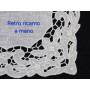 Museale set 6 centrini in puro lino Bellora ricamo a mano intaglio e punto pieno