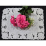 Elegante set 6 centrini puro lino Bellora ricamo a mano intaglio e punto pieno