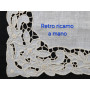 set 5 centrini puro lino Bellora ricamo a mano intaglio e punto pieno Ecrù color