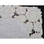 Elegante set 6 centrini puro lino Bellora ricamo a mano intaglio e punto pieno ecrù color