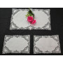 Set 3 centrini in puro lino bellora con ricamo Cantù Roselin a mano bianco