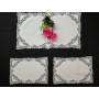Set 3 centrini in puro lino bellora con ricamo Cantù Roselin a mano bianco