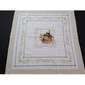 Centro Tavola ricamato a mano ricamo Punto Pieno su misto lino / cotone 85x85 cm
