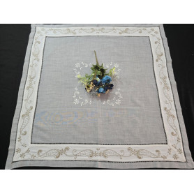 Centro Tavola ricamato a mano ricamo Punto Pieno su misto lino / cotone 85x85 cm Fondo Grigio