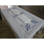 Tovaglia ricamata a mano in misto lino 12 posti ricamo gran misura 175x270 cm