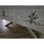 Tovaglia ricamata a mano in misto lino 12 posti ricamo gran misura 175x270 cm
