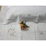 Spettacolare Lenzuolo ricamato a mano in puro lino Olandese 240X265 CM