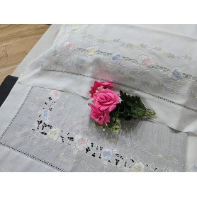 Elegante Lenzuolo ricamato a mano in puro lino Olandese 240X265 CM