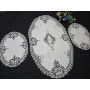 Set 3 centrini in puro lino bellora con ricamo Cantu' a mano Dama Bianco