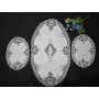 Set 3 centrini in puro lino bellora con ricamo Cantu' a mano Dama Bianco
