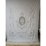 Tenda in puro lino Bellora con ricamo filet e intaglio a mano ECRU' COLOR