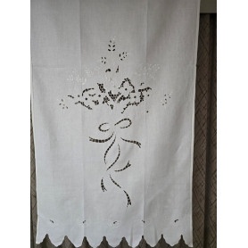 Tenda puro lino con ricamo a mano intaglio 78x150 cm tenda a pannello