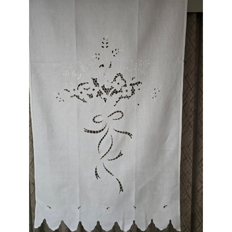 Tenda puro lino con ricamo a mano intaglio 78x150 cm tenda a pannello
