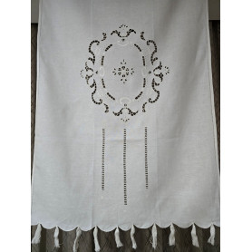 Tenda puro lino con ricamo a mano intaglio 86x148 cm tenda a pannello
