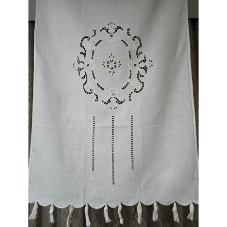 Tenda puro lino con ricamo a mano intaglio 86x148 cm tenda a pannello