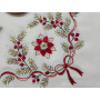 Spettacolare Tovaglia natalizia 18 posti misto lino con ricamo a mano 175x360 cm