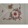 Spettacolare Tovaglia natalizia 18 posti misto lino con ricamo a mano 175x360 cm