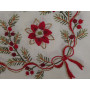 Spettacolare Tovaglia natalizia 18 posti misto lino con ricamo a mano 175x360 cm