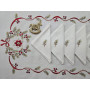 Spettacolare Tovaglia natalizia 18 posti misto lino con ricamo a mano 175x360 cm