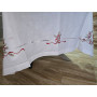 Spettacolare Tovaglia natalizia 18 posti misto lino con ricamo a mano 175x360 cm