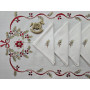 Spettacolare Tovaglia natalizia 18 posti misto lino con ricamo a mano 175x360 cm