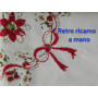 Spettacolare Tovaglia natalizia 18 posti misto lino con ricamo a mano 175x360 cm