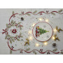 Spettacolare Tovaglia natalizia 18 posti misto lino con ricamo a mano 175x360 cm