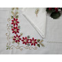 Spettacolare Tovaglia natalizia 18 posti misto lino con ricamo a mano 175x360 cm
