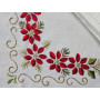 Spettacolare Tovaglia natalizia 18 posti misto lino con ricamo a mano 175x360 cm