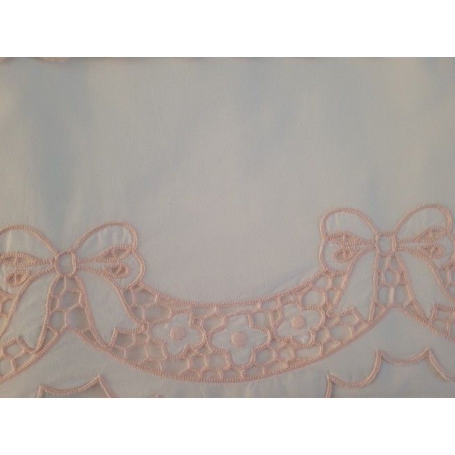 Ricca tovaglia x12 Misto lino (60%Lino E 40%Cotone) ricamo punto pieno a mano eB
