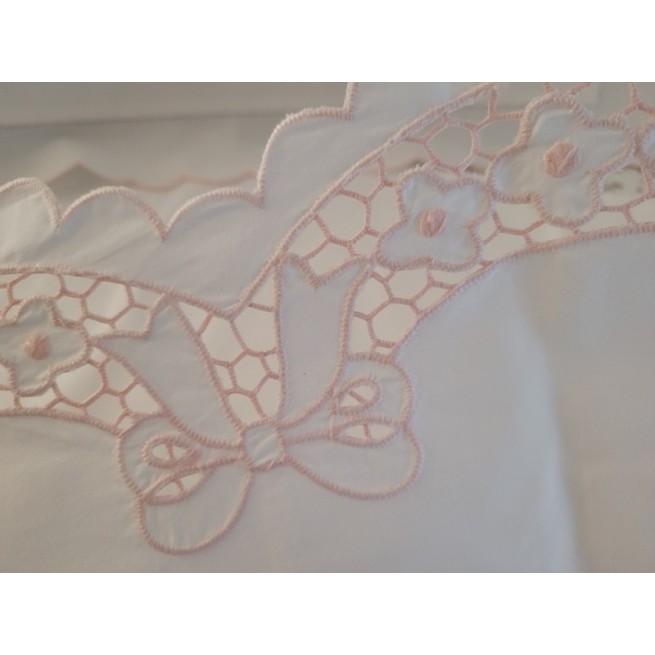 Lenzuolo matrimoniale in purissimo lino con ricamo Punto