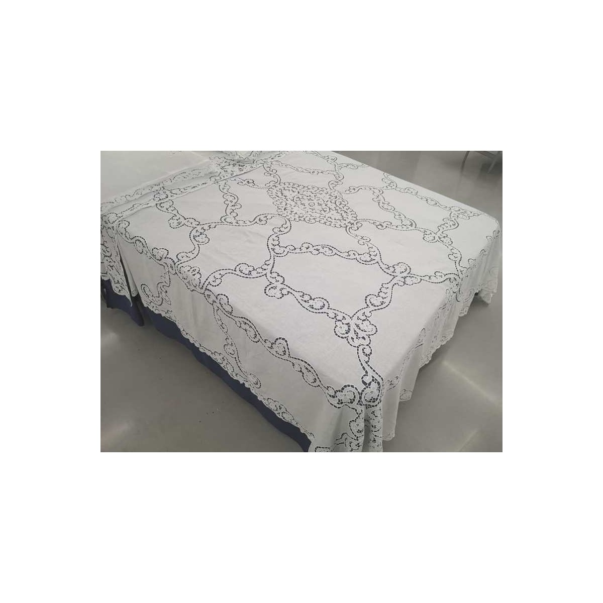 Copriletto Indiano Kantha Fatto A Mano | Cotone 100% | Ricamo Tradizionale Indaco | 200x150 Cm