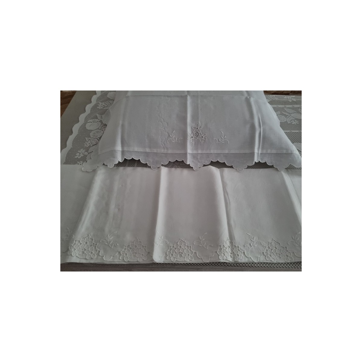 Solino Home Ice Water Linen Set of 4 100% Pure Linen Ruffle Placemats