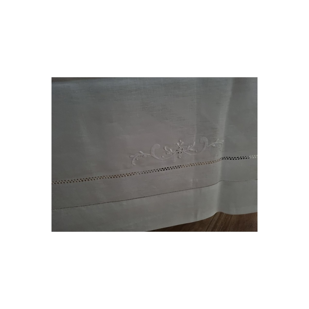 Elegante Tovaglia Natalizia ricamata a mano su misto lino 12 posti NO TOVAGLIOLI tablecloth - Tovaglia - 270 cm - 175 cm