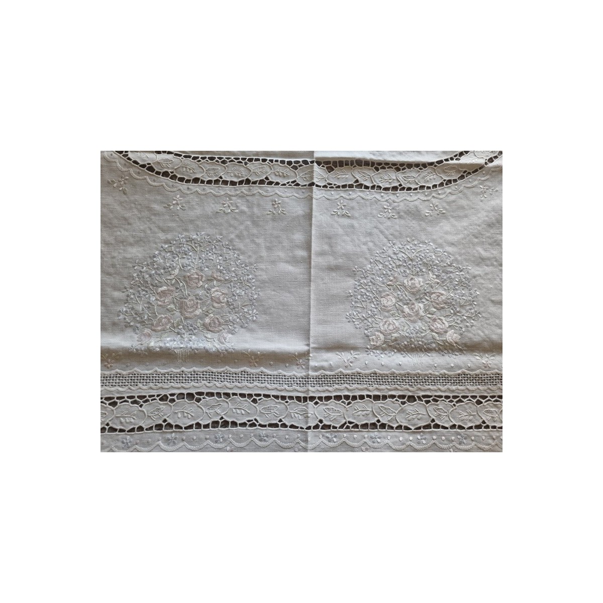 Blanc Mariclo Copriletto Matrimoniale Toile de Jouy Nido d'Ape