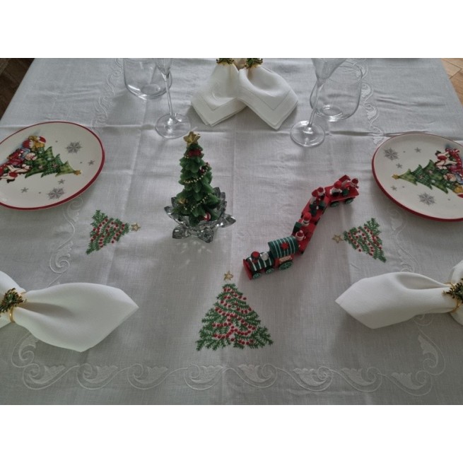 Yizunnu Tovaglia Natalizia Rotonda In Pizzo – Colore Bianco, 160x230 Cm, Elegante Decorazione Per La Tavola Delle Feste