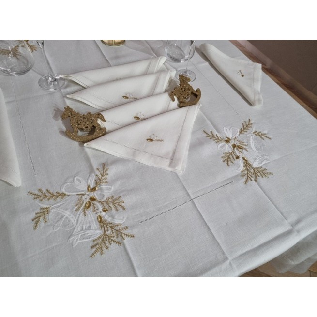 Tovaglia Natalizia Maestri Cotonieri | Oro Lurex | 150x360 Cm | 18 Posti | Made In Italy | Lusso E Glitter Per Le Feste
