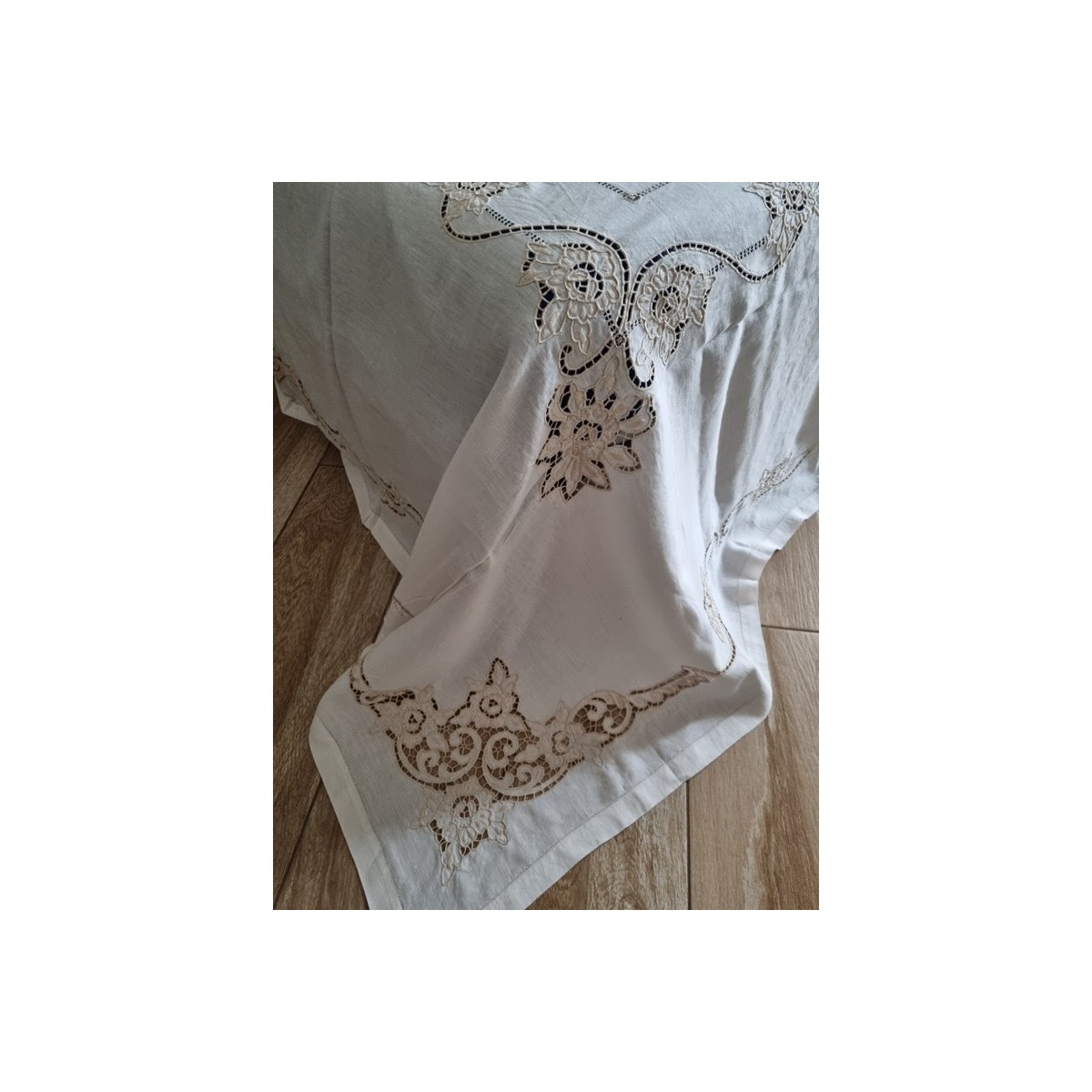 Corredocasa Set Colazione Americano In Puro Lino Bianco Ricamato - Made In Italy Con Tovagliolo - 2