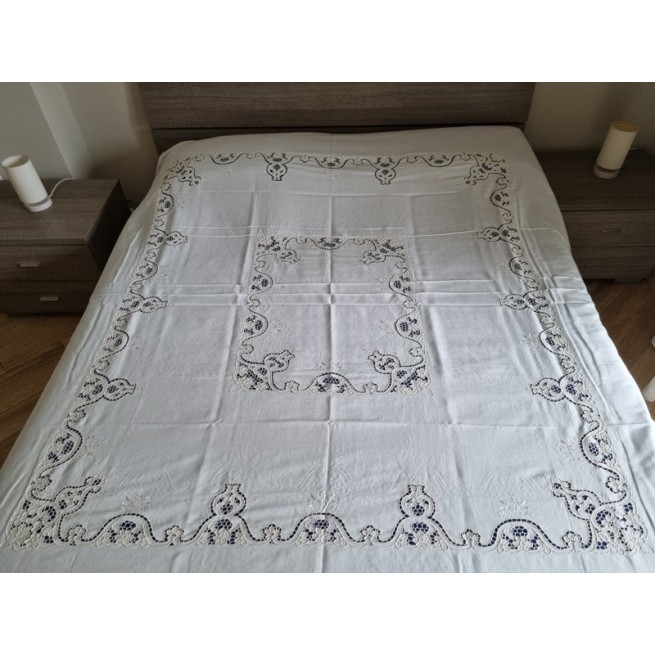 Copriletto In Cotone Fatto A Mano Kantha - Stampa A Blocchi Blu Indaco - Reversibile, 220x270 Cm (King Size) - 5