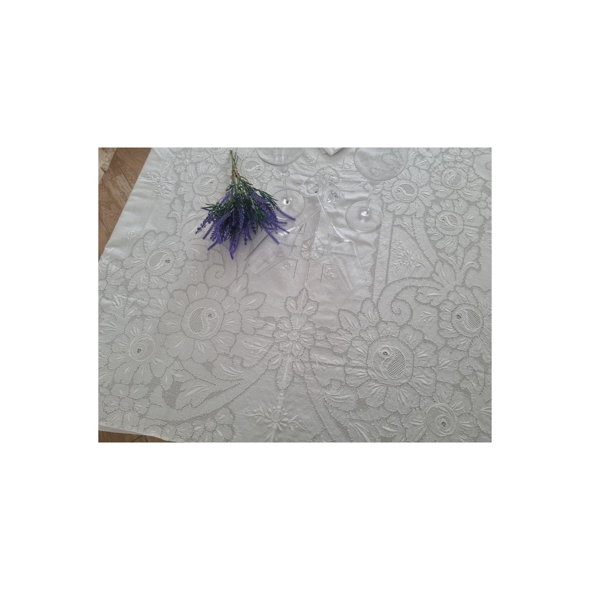 JunJiale Tovaglia con nappe ricamate in lino – Tovaglia rettangolare resistente senza pieghe per tavoli, rustica fattoria tovaglia, per feste all'aperto, cucina, 150 x 200 cm