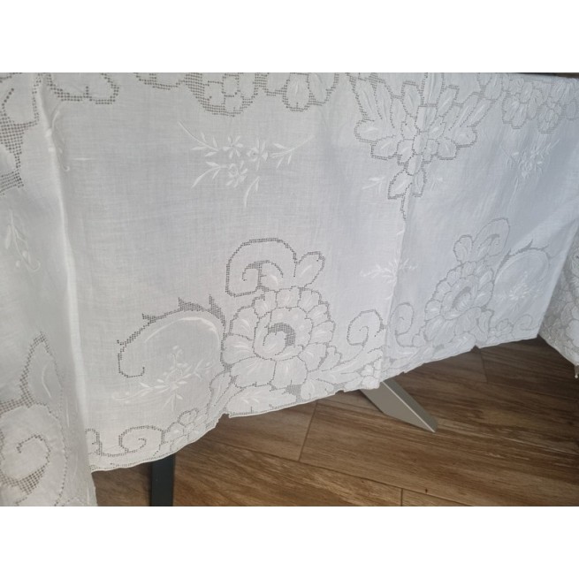 Tovaglia in misto lino con stampa floreale - | Ecom